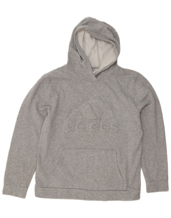 Adidas meninos gráfico moletom com capuz 15-16 anos XL cinza manchado algodão