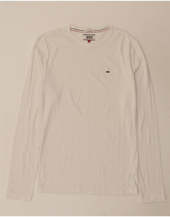 Tommy Hilfiger Mens Slim Fit Top Manga Longa Médio Algodão Branco