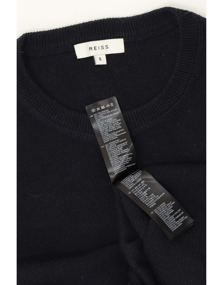 Suéter masculino Reiss com gola redonda, pequeno poliéster azul marinho