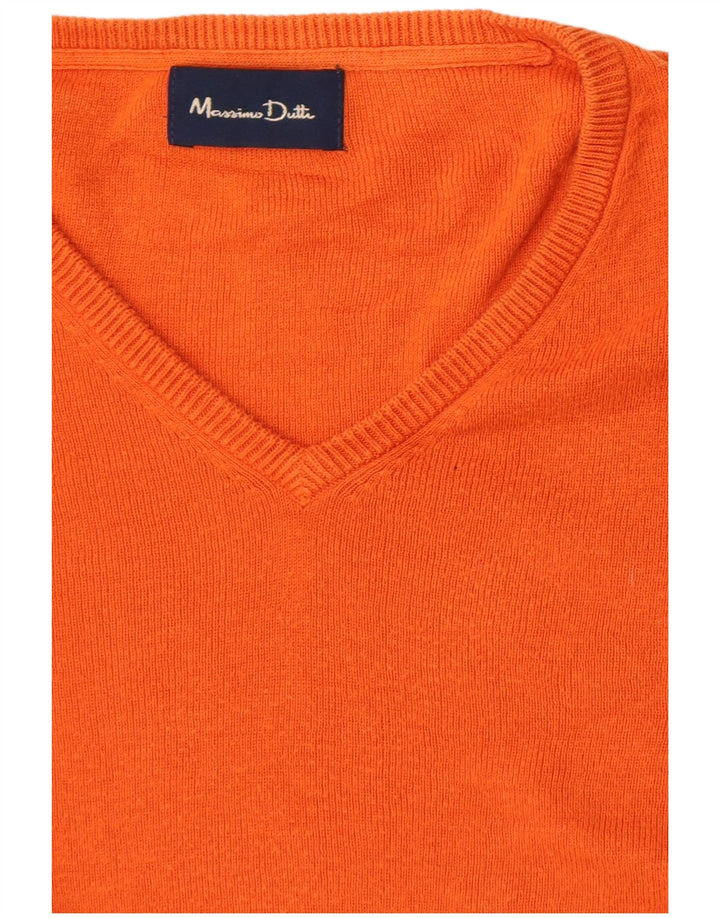 Suéter masculino Massimo Dutti com decote em V grande laranja