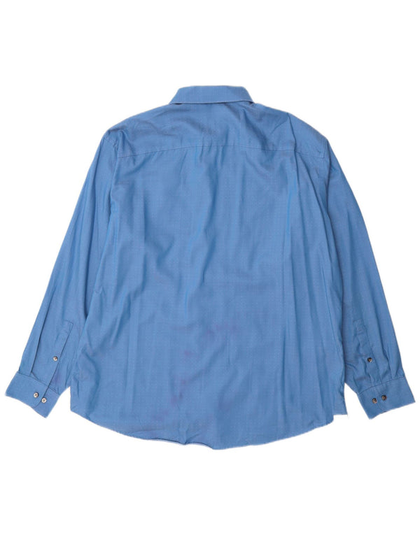 Camisa masculina Calvin Klein Regular Fit tamanho 17 XL algodão manchado azul