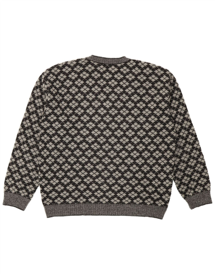 Suéter masculino Gioferrari com decote em V IT 54 XL cinza Argyle/Diamante
