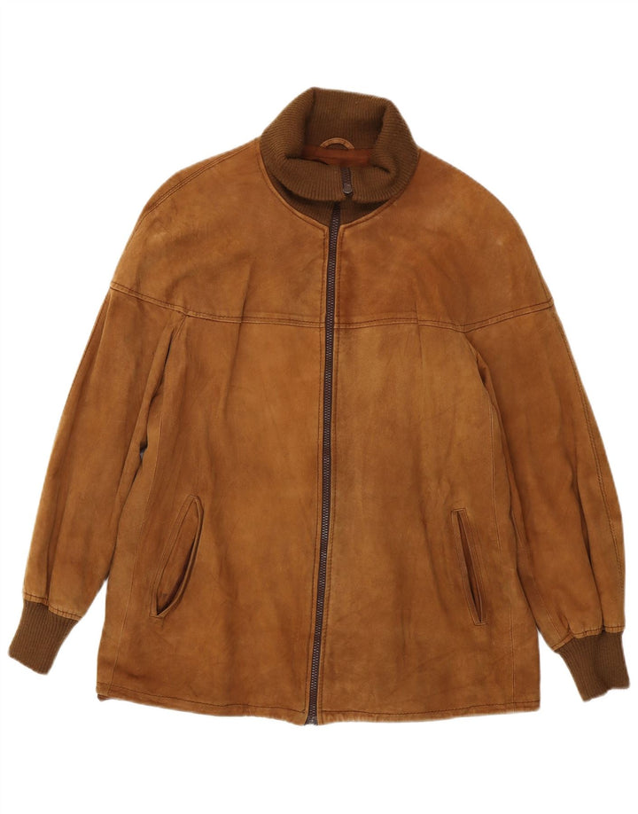 Jaqueta feminina vintage de camurça IT 48 XL couro marrom