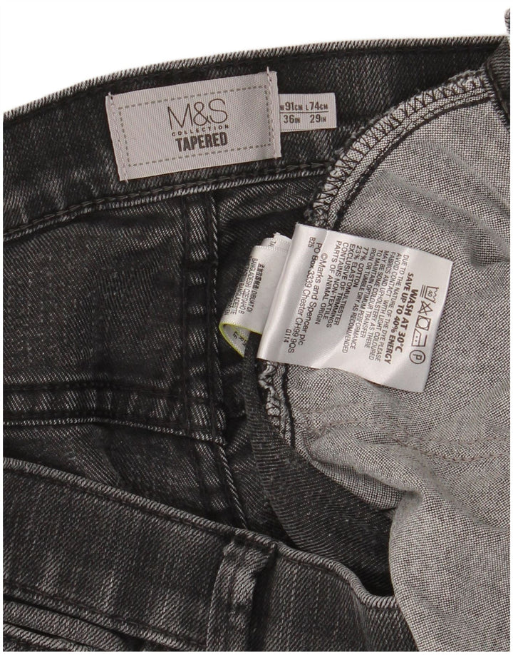 Calças Jeans Masculinas Tapered Marks & Spencer W36 L29 Cinza Algodão