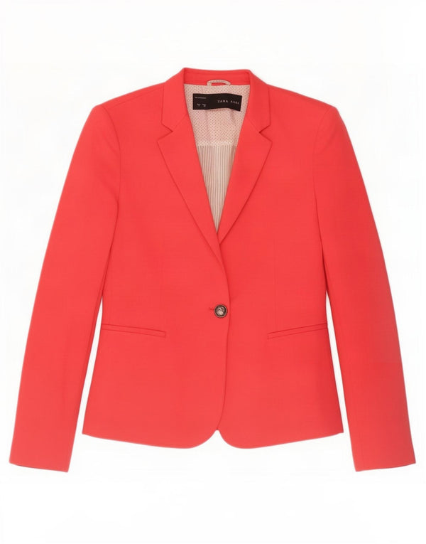 Jaqueta blazer feminina Zara com 1 botão Reino Unido 10 pequena vermelha