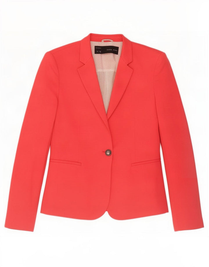 Jaqueta blazer feminina Zara com 1 botão Reino Unido 10 pequena vermelha