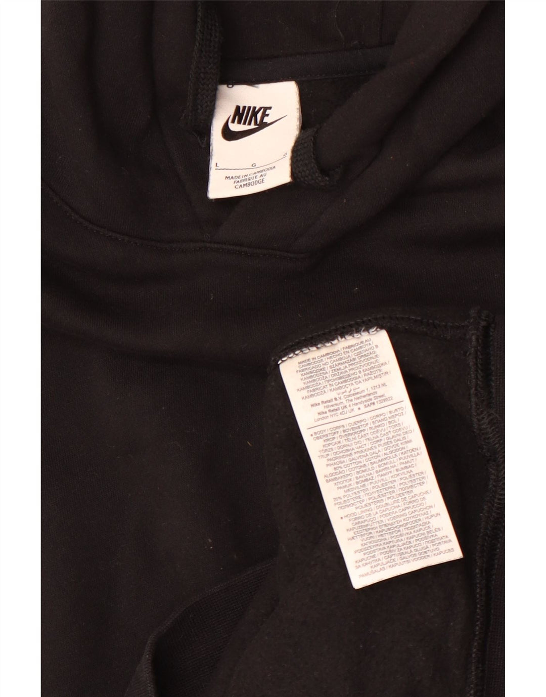 Nike Mens Hoodie Jumper Grande Algodão Preto