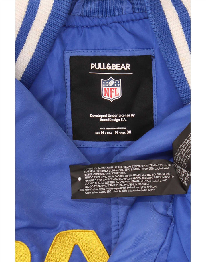 Pull & Bear Masculino Los Angeles Rams Varsity Jacket UK 38 Médio Azul Esportes