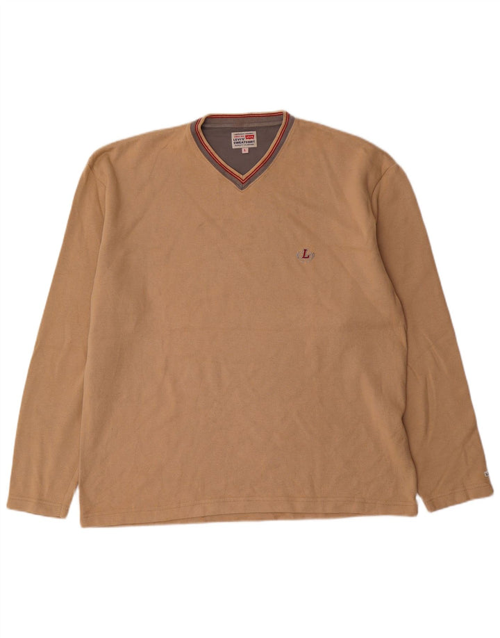Suéter masculino Levi's com decote em V grande algodão bege