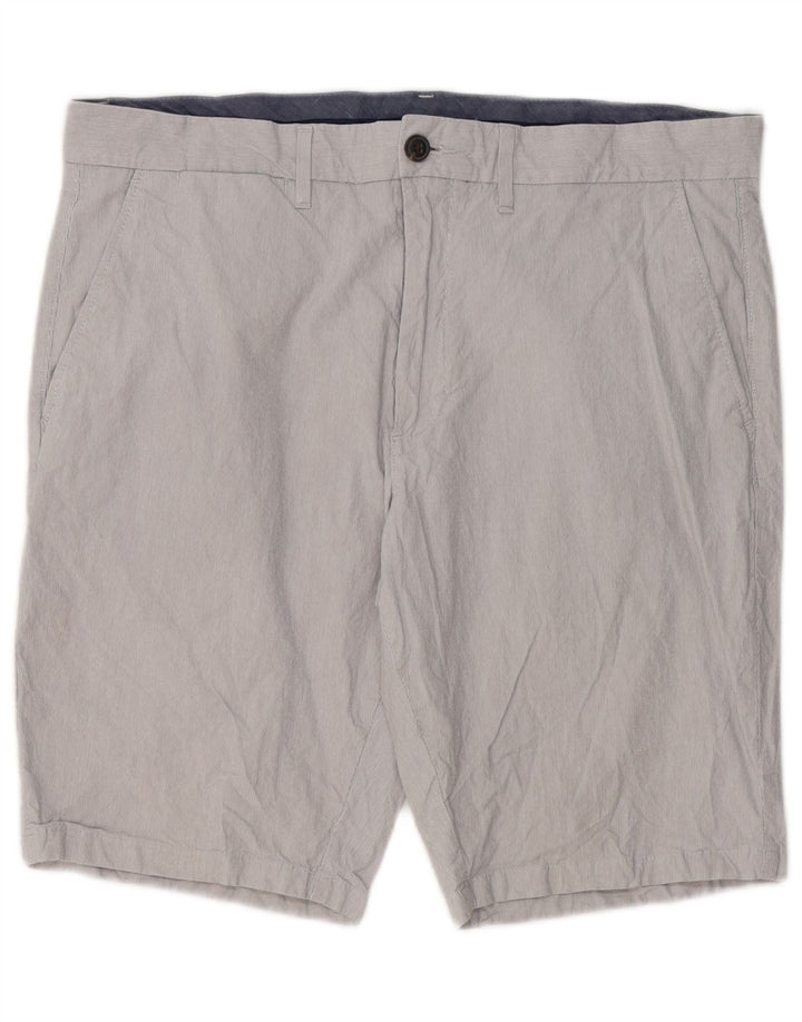 Shorts chino masculino Marks & Spencer W34 grande algodão listrado cinza