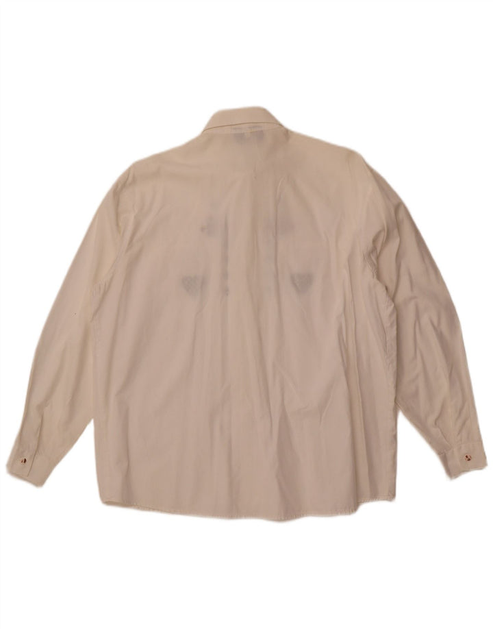 Camisa gráfica feminina vintage Reino Unido 14 grande algodão branco