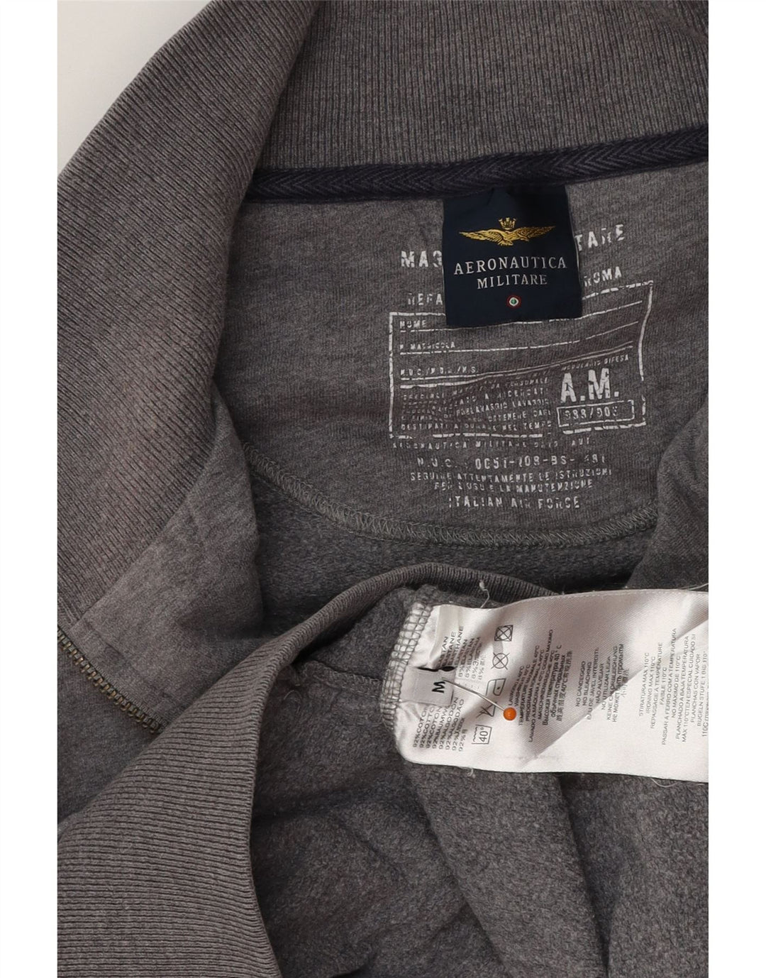 AERONAUTICA MILITARE Jaqueta masculina de agasalho cinza médio bloco colorido