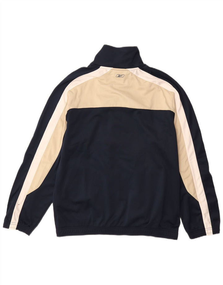 REEBOK Mens Treino Top Jaqueta Médio Azul Marinho Colourblock Poliéster