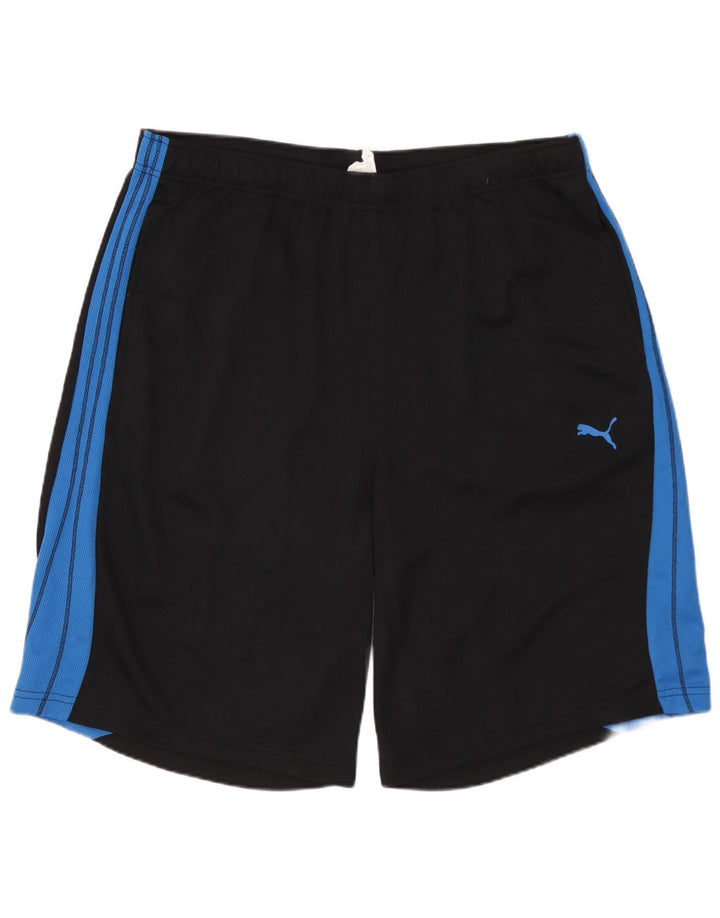 Shorts esportivos masculinos PUMA grande poliéster colorblock preto