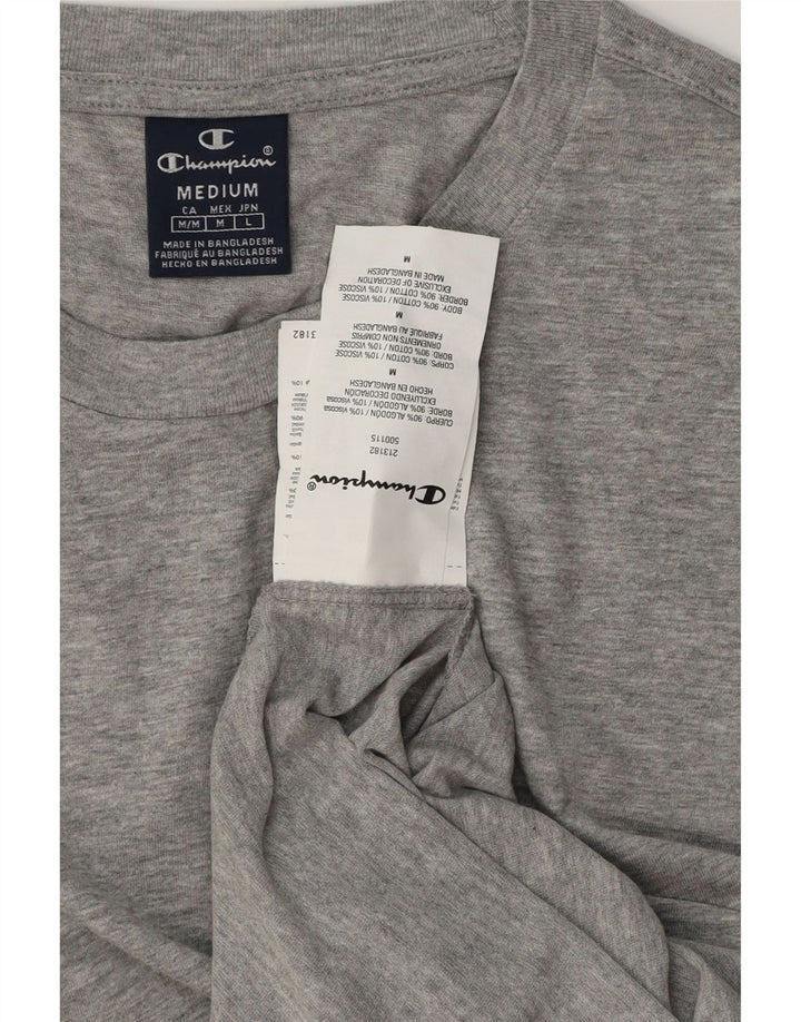 Camiseta masculina CHAMPION Top algodão manchado cinza médio