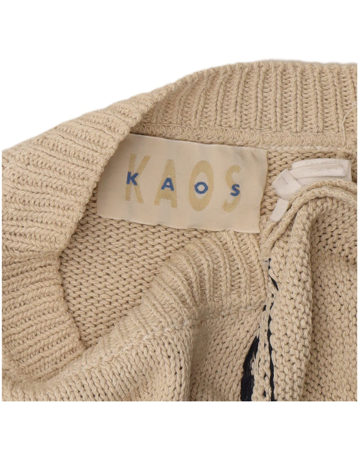 Suéter masculino KAOS com gola redonda, grande, branco, Fair Isle