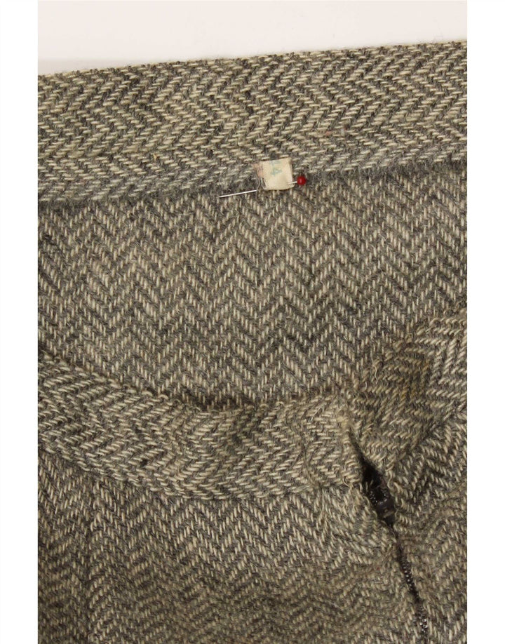 Conjunto de saia feminina vintage de 2 peças IT 44 médio W28 espinha de peixe cinza