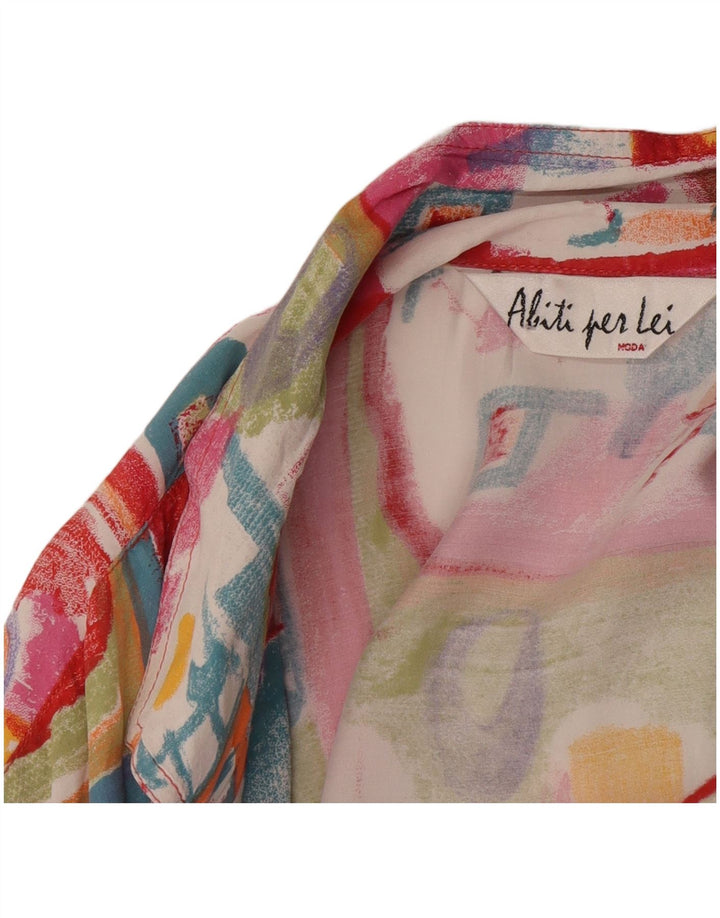 Camisa feminina vintage de manga curta IT 46 grandes retalhos multicoloridos