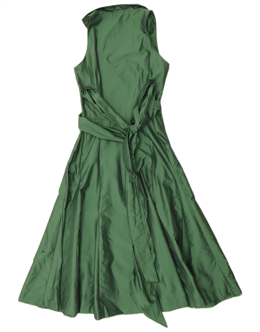 Vestido maxi feminino sem mangas Zara Reino Unido 10 pequeno poliéster verde
