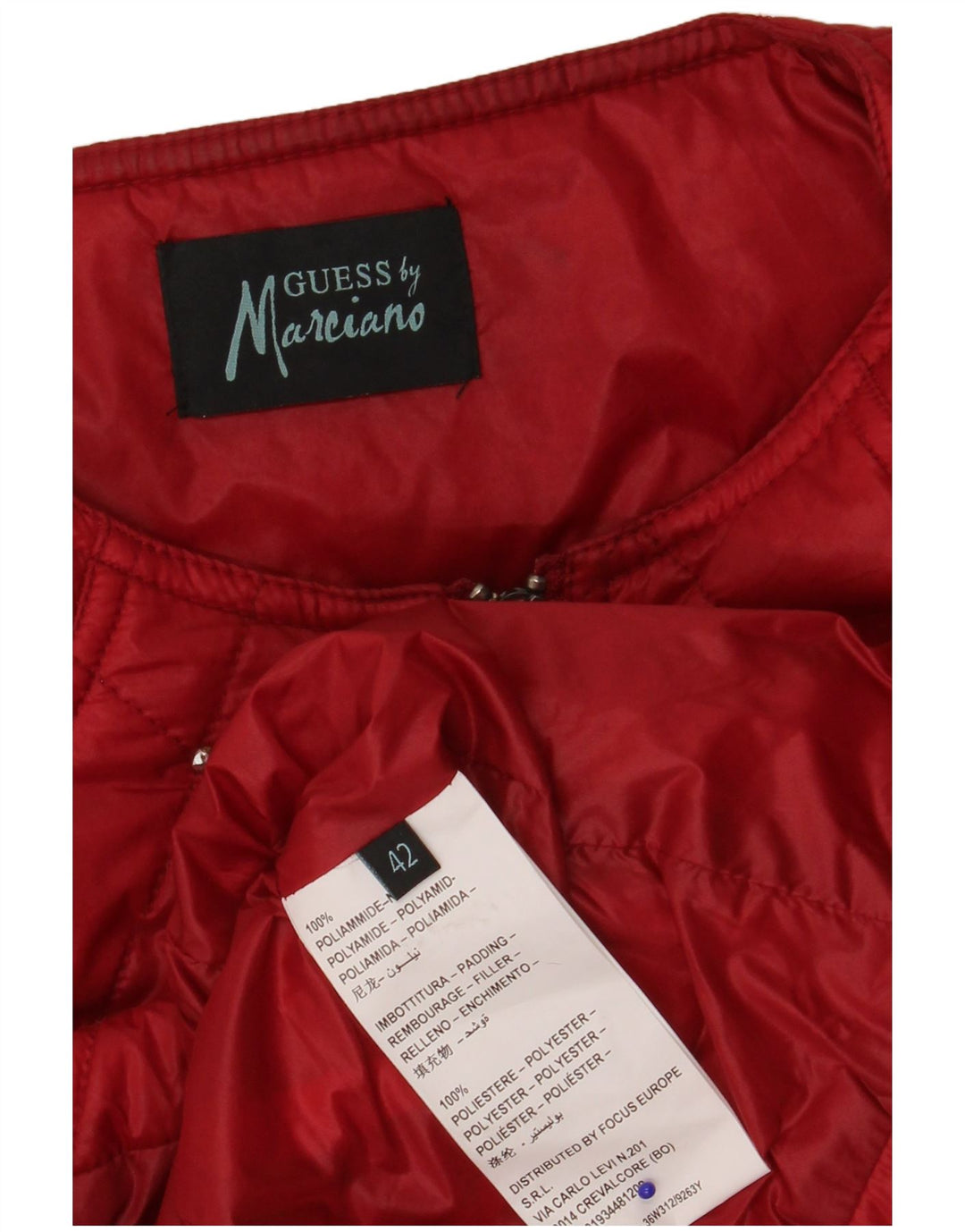 Jaqueta acolchoada feminina Guess By Marciano IT 42 poliamida manchada vermelha média