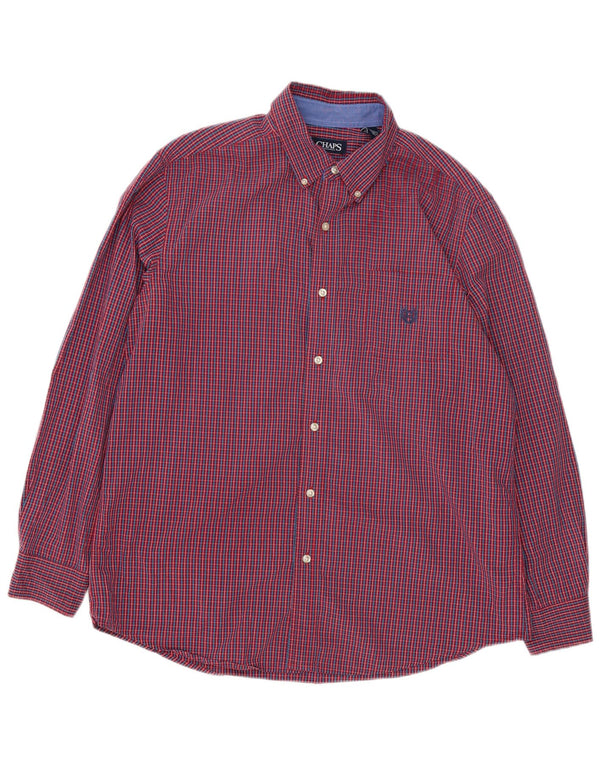 Camisa masculina Chaps grande algodão guingão vermelho