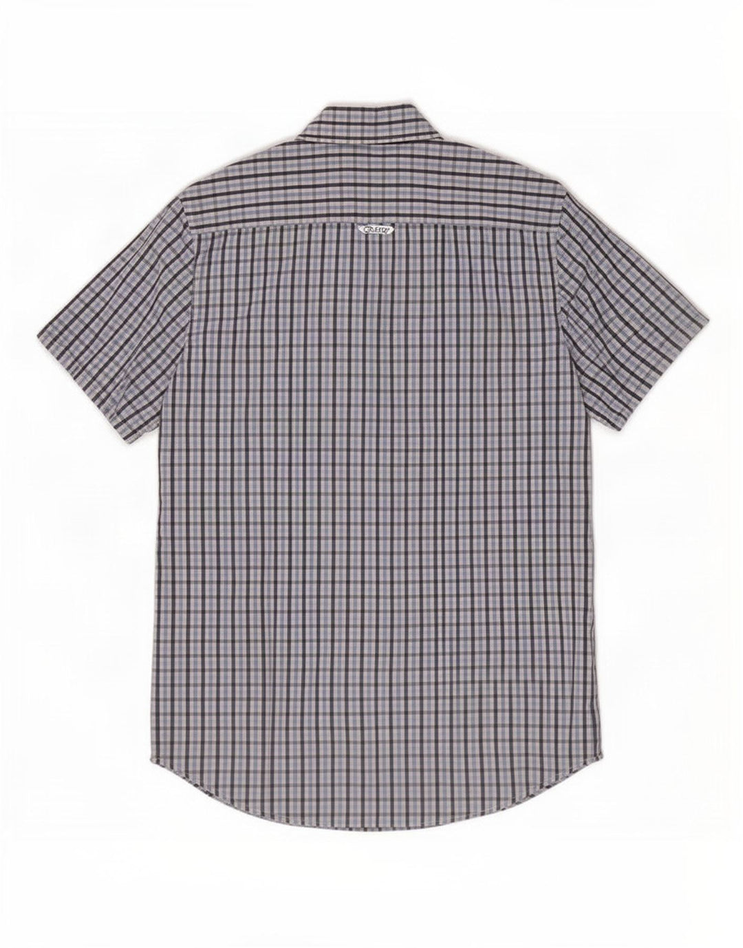 Crew Clothing Camisa masculina de manga curta azul médio algodão guingão