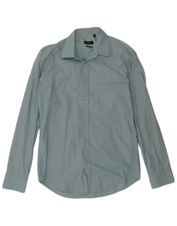Camisa Slim Fit Masculina Hugo Boss Tamanho 39 15 1/2 Azul Médio