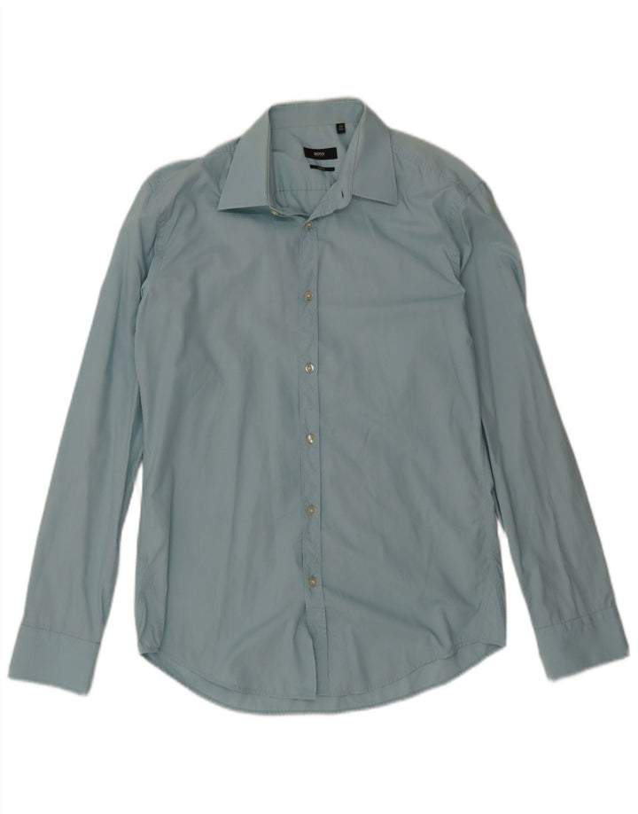 Camisa Slim Fit Masculina Hugo Boss Tamanho 39 15 1/2 Azul Médio