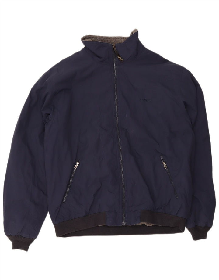 Jaqueta bomber masculina L.L.Bean UK 40 grande poliéster azul marinho