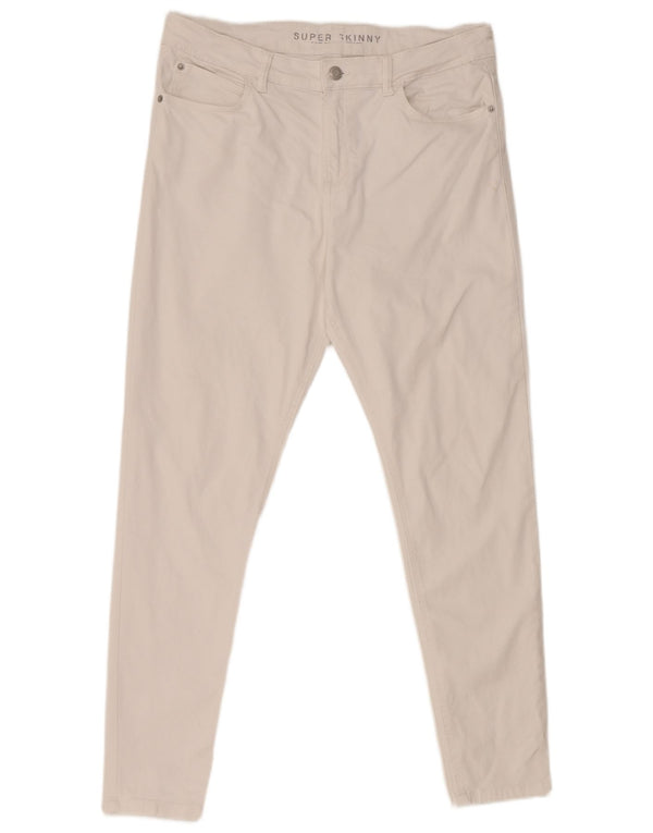 Calça jeans feminina Marks & Spencer super skinny UK 14 grande W32 L27 algodão branco