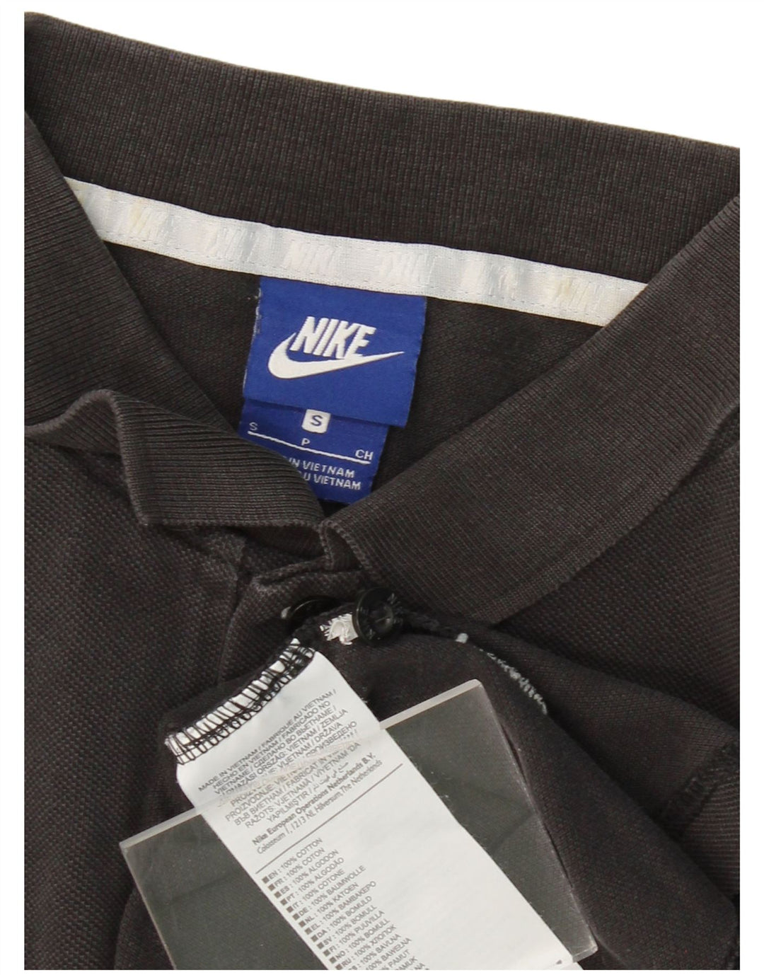 Camisa polo masculina NIKE pequena preta de algodão