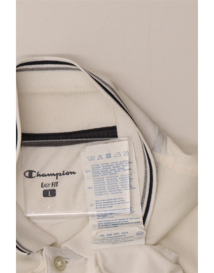 CAMPEÃO Camisa polo masculina Easy Fit grande algodão branco
