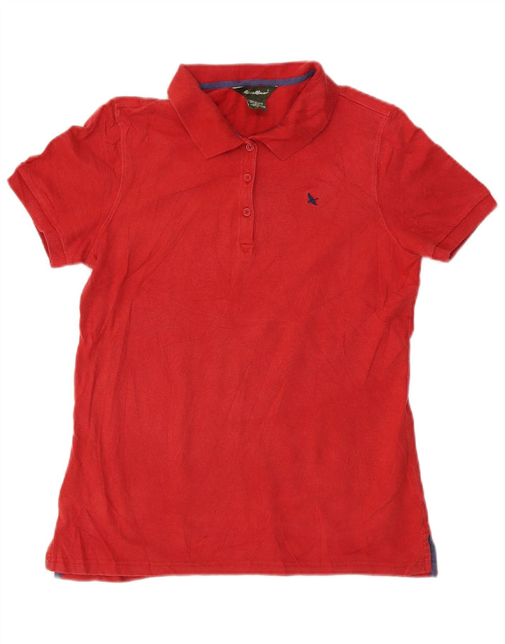 Camisa polo feminina EDDIE BAUER Reino Unido 10 pequeno algodão vermelho