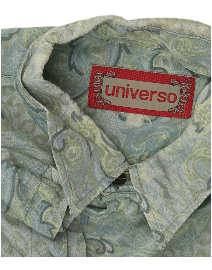 Camisa masculina vintage de manga curta XL azul Paisley