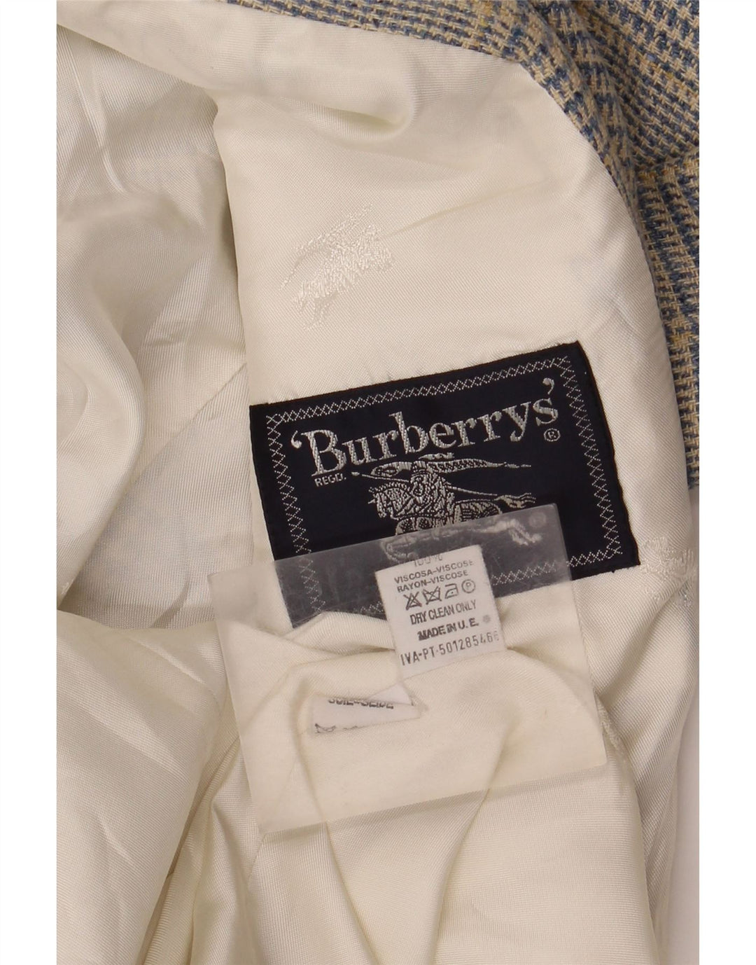 Jaqueta blazer feminina Burberrys com 3 botões Reino Unido 12 Houndstooth azul médio