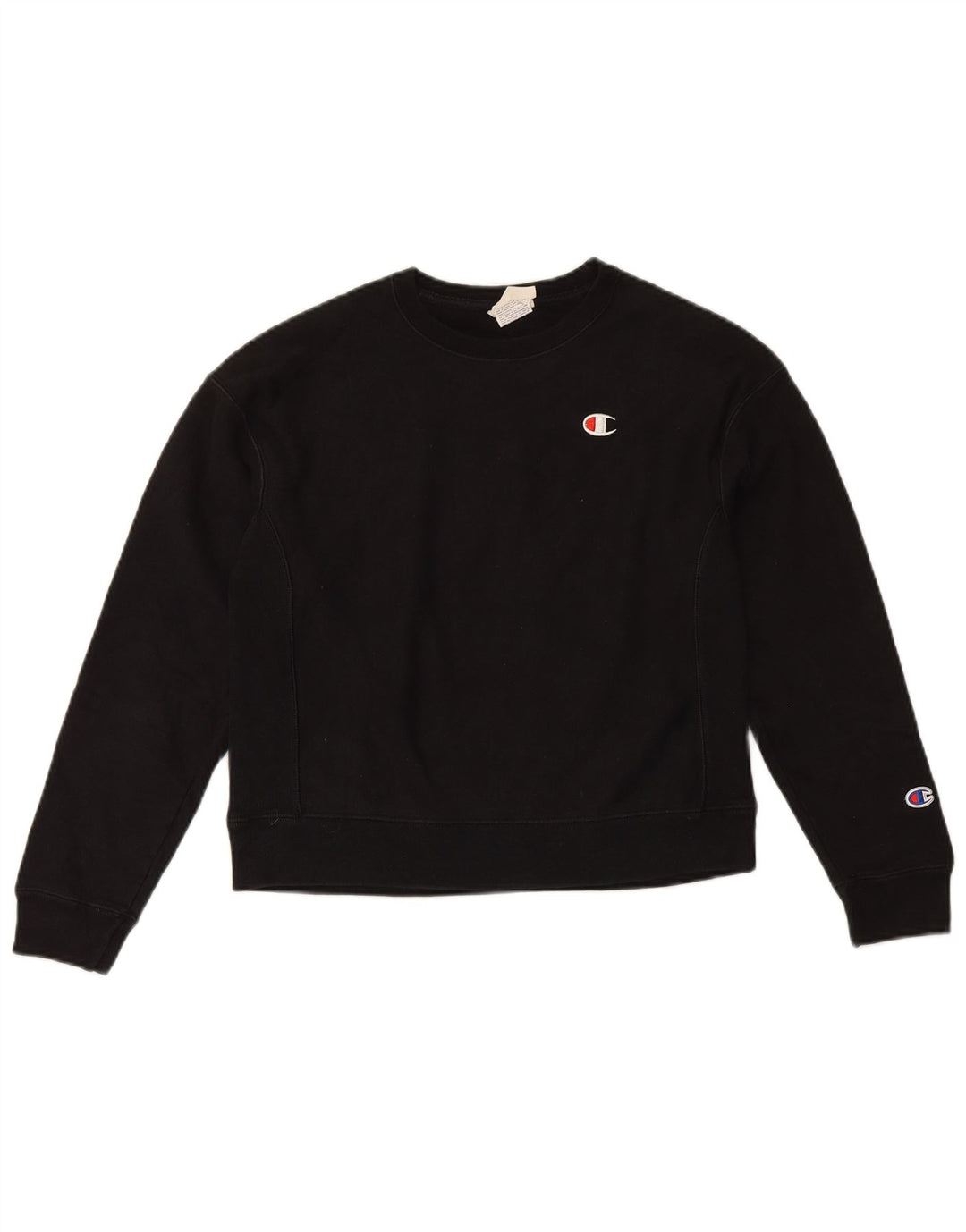 Jumper de moletom feminino Champion Reverse Weave Reino Unido 10 pequeno algodão preto