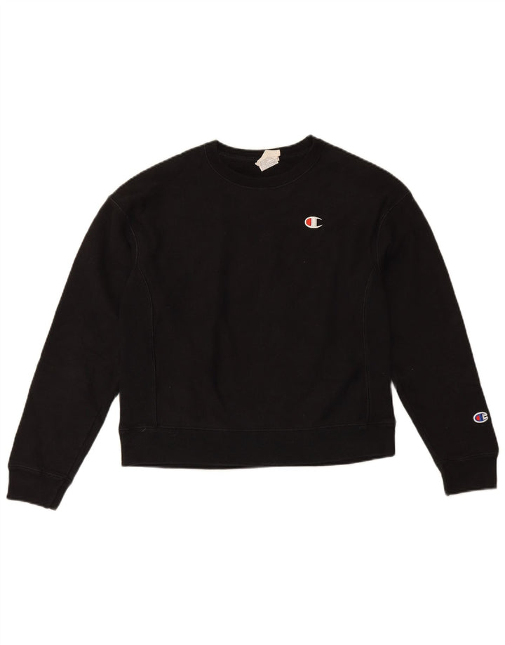 Jumper de moletom feminino Champion Reverse Weave Reino Unido 10 pequeno algodão preto