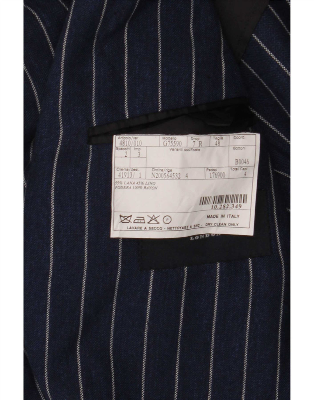 Jaqueta blazer masculina Burberry com 2 botões IT 48 lã listrada azul marinho médio