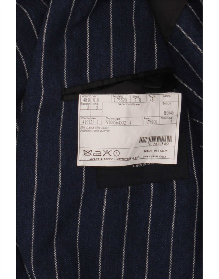 Jaqueta blazer masculina Burberry com 2 botões IT 48 lã listrada azul marinho médio
