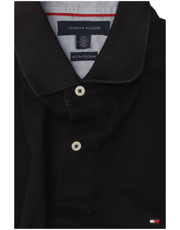 Camisa polo masculina Tommy Hilfiger grande algodão preto