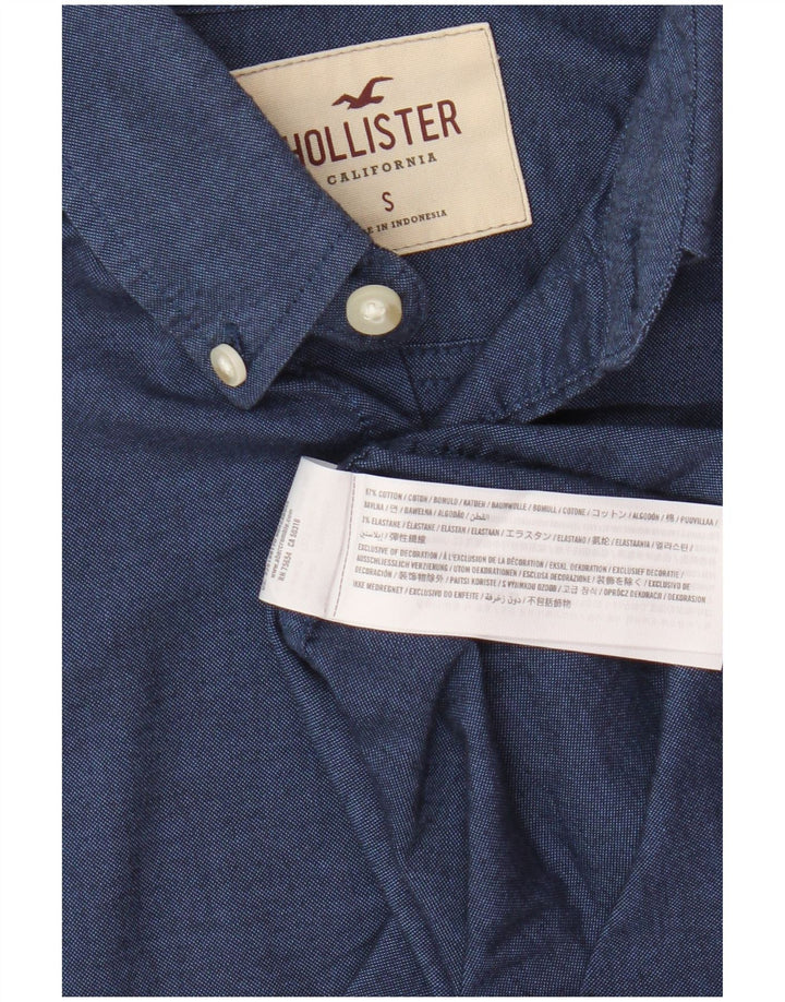 Camisa masculina Hollister pequena azul algodão