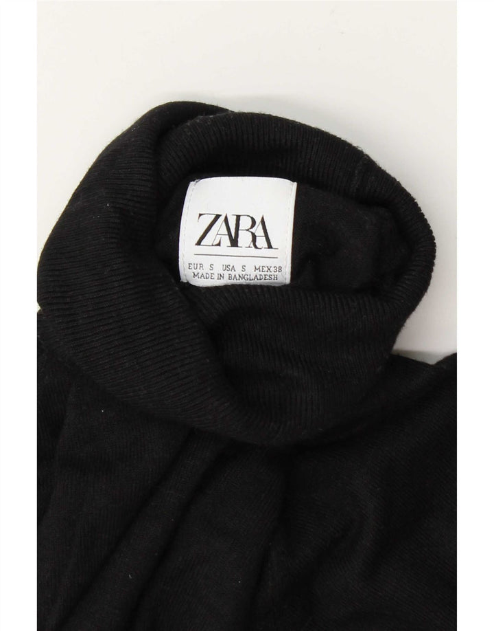 Zara Suéter feminino com gola redonda e gola redonda, preto pequeno, 10