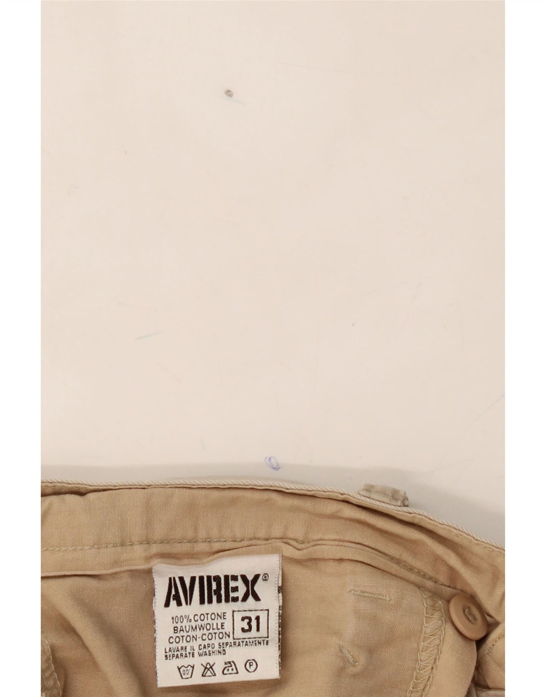 AVIREX Mens Straight Casual Trousers W31 L31 Beige Cotton Vintage Avirex and Second-Hand Avirex from Messina Hembry 