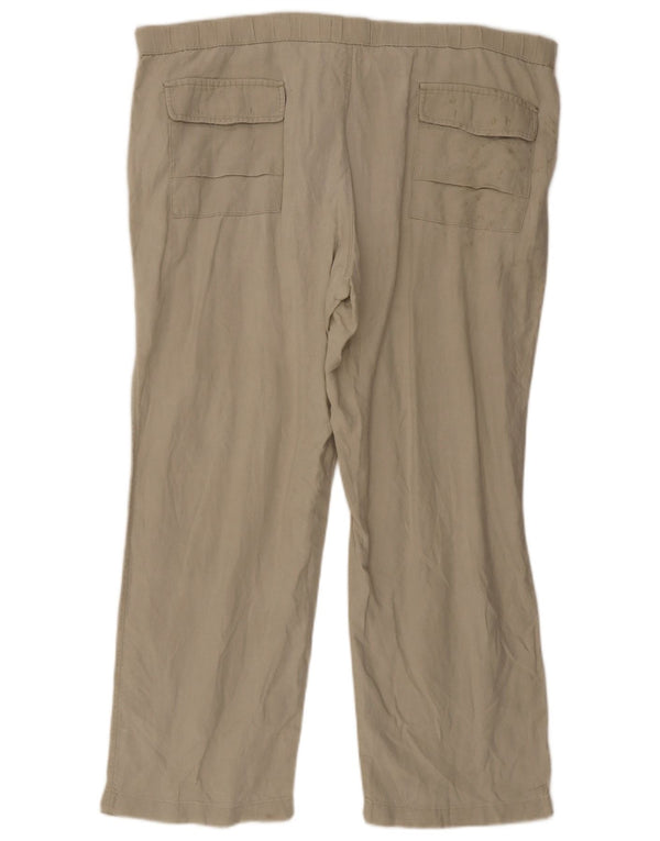 Calça chino reta masculina Marks & Spencer W44 L29 linho bege