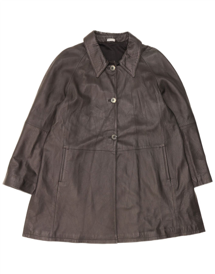 Casaco de couro feminino vintage IT 48 XL preto