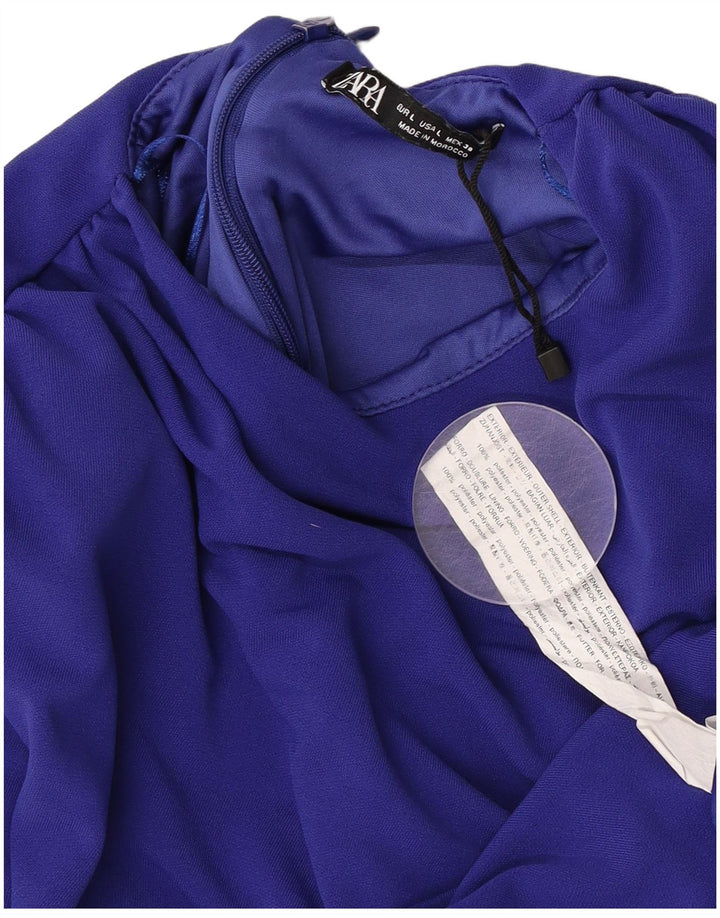 Macacão feminino de manga comprida Zara UK 14 grande poliéster azul marinho