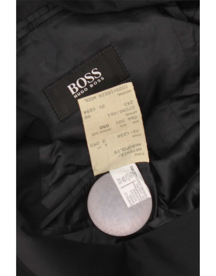 Jaqueta blazer masculina Hugo Boss com 3 botões UE 50 grande lã virgem azul marinho