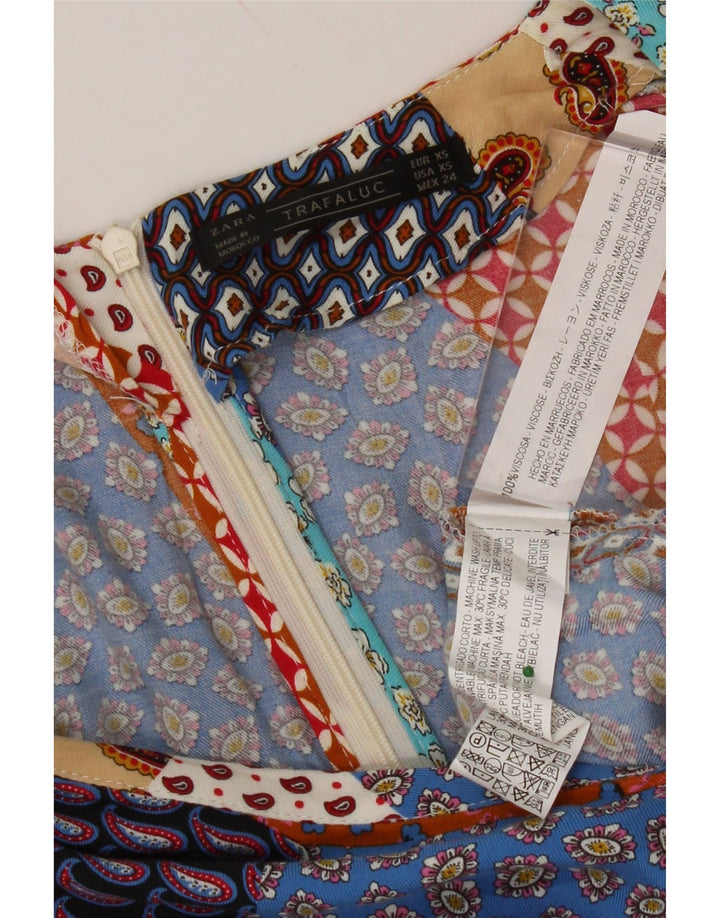 Macacão feminino ZARA UK 6 XS multicolorido patchwork viscose