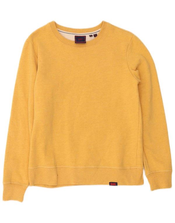 Superdry Womens Oversized Sweatshirt Jumper UK 8 Pequeno Algodão Amarelo