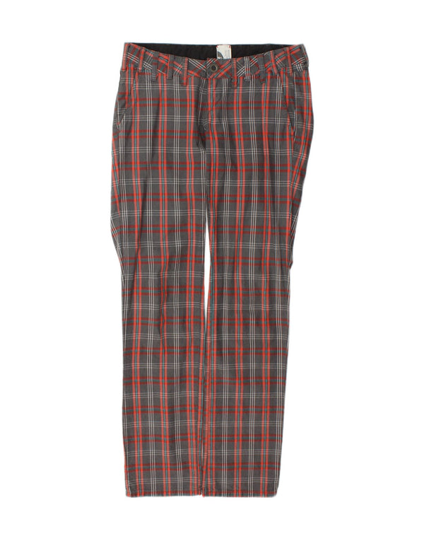 Replay Calça Chino Feminina Reta W28 L32 Algodão Xadrez Multicolorido